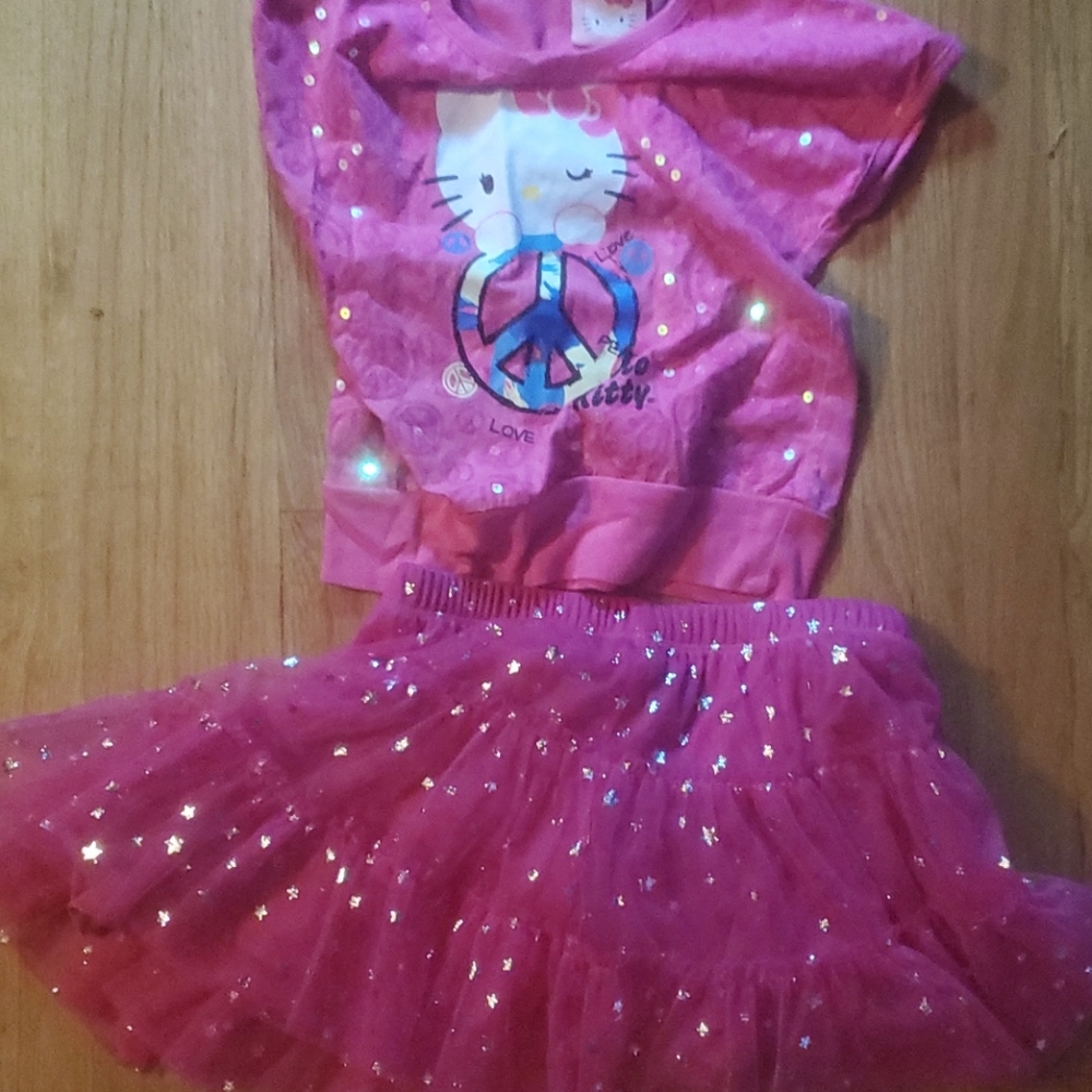 2 piece hello kitty shirt and skirt combo